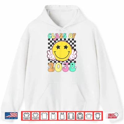 Hoodie Retro Class of 2038 Grow With Me Back to School Kindergarten Shirt