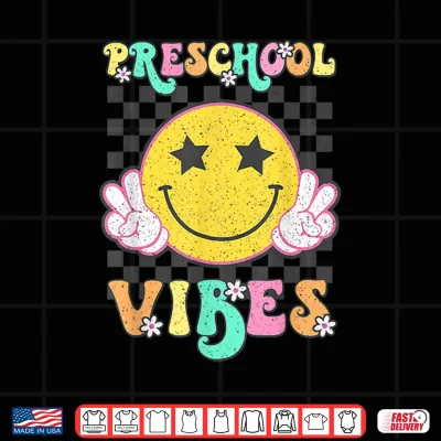Design Preschool Vibes Smile Face Back to School Preschool Girl Kid Shirt