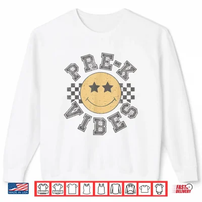 Sweatshirt Retro Pre K Vibes Teacher Student 1st Day Back To School Shirt