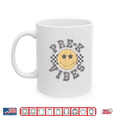 Mug Retro Pre K Vibes Teacher Student 1st Day Back To School Shirt
