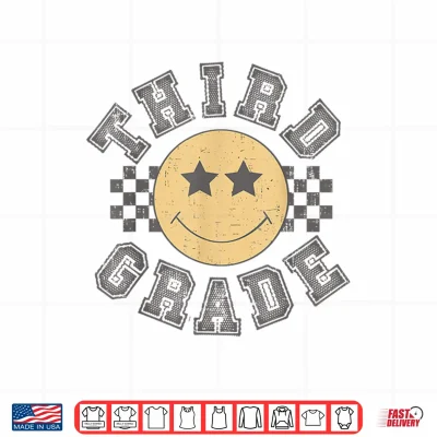 Design Retro Third Grade Teacher Student 1st Day Back To School Shirt