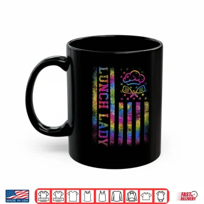 Mug School Lunch Lady Squad US Flag Tie Dye Proud Cafeteria Crew Shirt