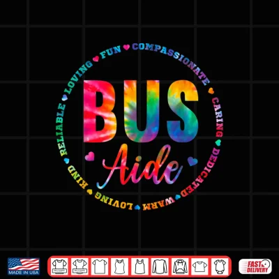 Design Tie Dye Bus Driver Aide School Bus Back To School Shirt