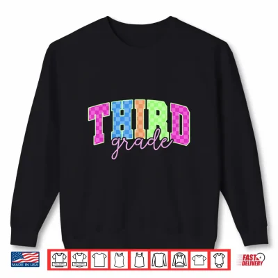 Sweatshirt Back To School Neon Checkered Third Grade Colorful Teacher Shirt