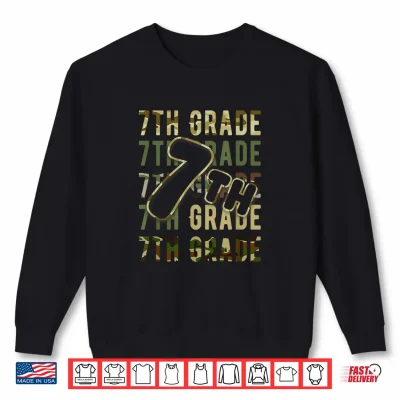 Sweatshirt Camo Team Seventh Grade Squad Back To School Teacher Kids Shirt
