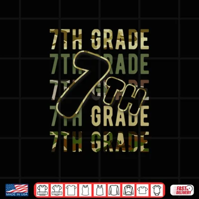 Design Camo Team Seventh Grade Squad Back To School Teacher Kids Shirt