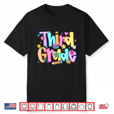 Preppy Third Grade Back To School Third Grade Teacher Shirt