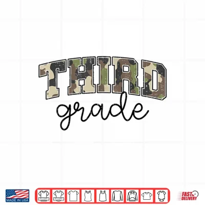 Design Retro Third Grade Camo Back To School Third Grade Shirt