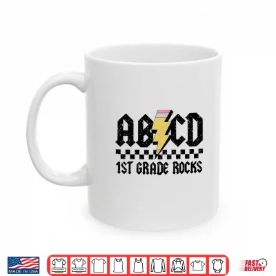 Mug First Grade Rock And Roll Letters A B C D Alphabet Back To School Shirt