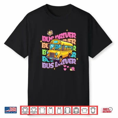School Bus Driver Groovy Retro Back To School Shirt