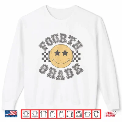 Sweatshirt Retro Fourth Grade Teacher Student First Day Back To School Shirt