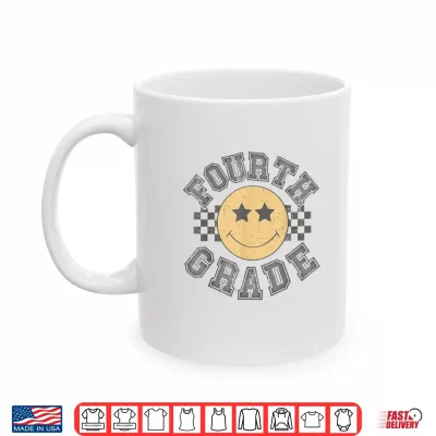 Mug Retro Fourth Grade Teacher Student First Day Back To School Shirt