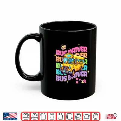Mug School Bus Driver Groovy Retro Back To School Shirt