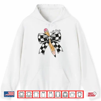 Hoodie Back To School Hello Fifth Grade Teacher Coquette Pencil Bow Shirt