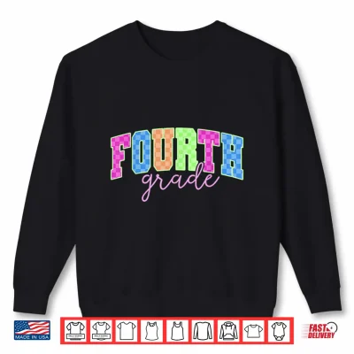 Sweatshirt Back To School Neon Checkered Fourth Grade Colorful Teacher Shirt