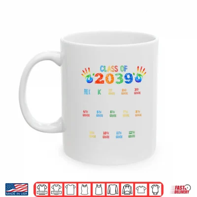 Mug Class of 2039 Grow With Me Color Handprint Pre K 12th Grade Shirt