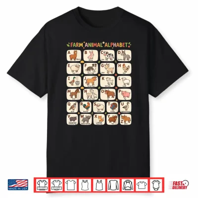 Farm Animal Alphabet Abc Chart School Barnyard Agriculture Shirt