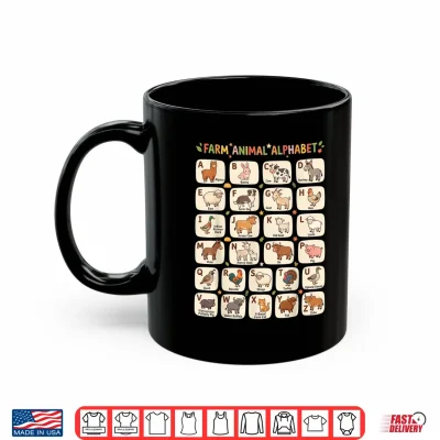 Mug Farm Animal Alphabet ABC Chart School Barnyard Agriculture Shirt