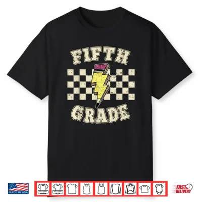 Fifth Grade Lighting Bolt Pencil Retro 5Th Grade Teacher Shirt
