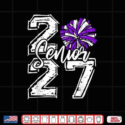 Design Class Of 2027 Cheer Senior 2027 Back To School Funny Shirt
