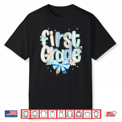 Cute Floral Preppy First Grade Back To School Teacher Shirt