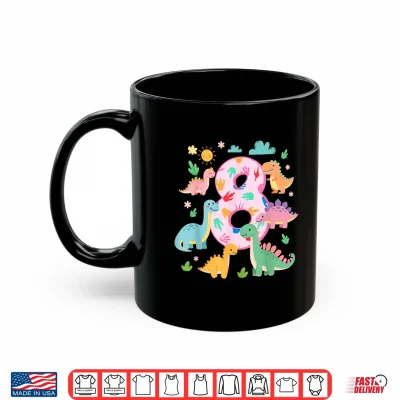 Mug 8 Year Old Girls 8th Birthday Dinosaur Themed Party Shirt