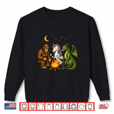 Sweatshirt Cute Bigfoot Unicorn Dragon Campfire Camping Shirt