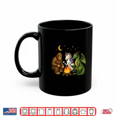 Mug Cute Bigfoot Unicorn Dragon Campfire Camping Shirt
