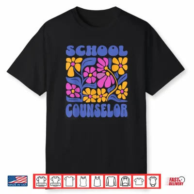 School Counselor Boho Flowers Retro Back To School Shirt