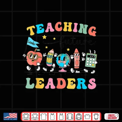 Design Retro Teaching Future Leaders Groovy Teacher Back To School Shirt