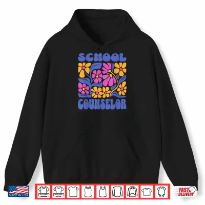 Hoodie School Counselor Boho Flowers Retro Back To School Shirt