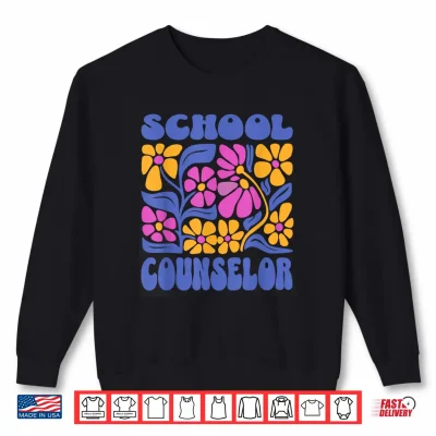 Sweatshirt School Counselor Boho Flowers Retro Back To School Shirt