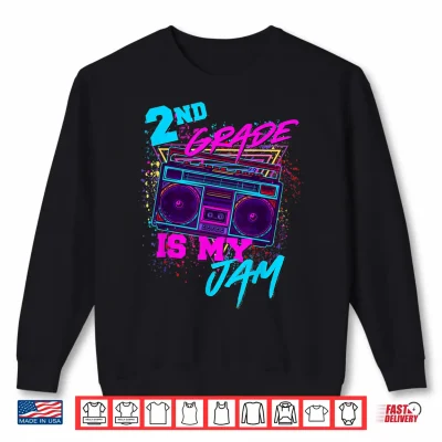 Sweatshirt Second Grade Is My Jam Vintage Eighties Teacher Student Retro Shirt