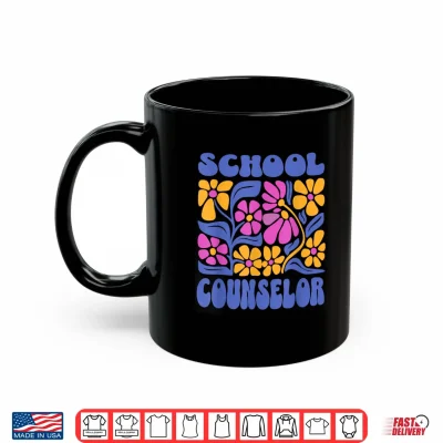Mug School Counselor Boho Flowers Retro Back To School Shirt