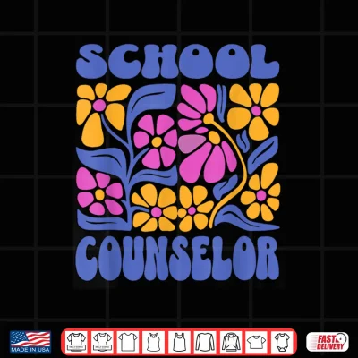 Design School Counselor Boho Flowers Retro Back To School Shirt