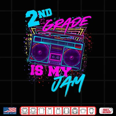Design Second Grade Is My Jam Vintage Eighties Teacher Student Retro Shirt