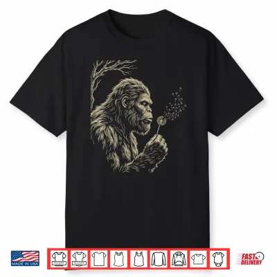 Funny Blowing Wishes Bigfoot Dandelion Sasquatch Wish Shirt