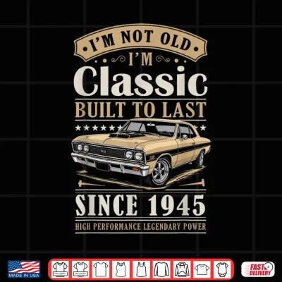 Design Vintage 1945 Birthday Classic Car for Legends Born in 1945 Shirt