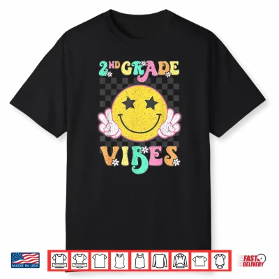 Girls 2Nd Grade Vibes Smile Face Back To School Second Grade Shirt
