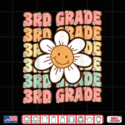 Groovy 3Rd Grade Back To School First Day Of Third Grade Shirt 4 Design Groovy 3rd Grade Back To School First Day of Third Grade Shirt