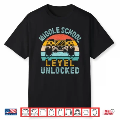 Middle School Level Unlocked Video Game Back To School Boy Shirt