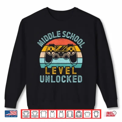 Sweatshirt Middle School Level Unlocked Video Game Back to School Boy Shirt