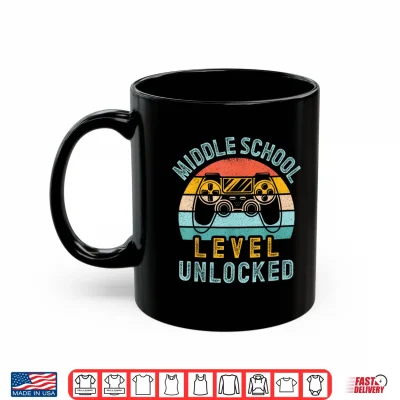 Mug Middle School Level Unlocked Video Game Back to School Boy Shirt