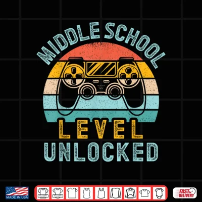 Design Middle School Level Unlocked Video Game Back to School Boy Shirt