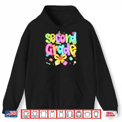 Hoodie Preppy Second Grade Back To School 2nd Grade Teacher Girls Shirt
