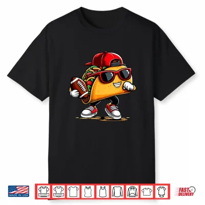 Taco Playing Football Mexican Cinco De Mayo Kids Boys Men Shirt