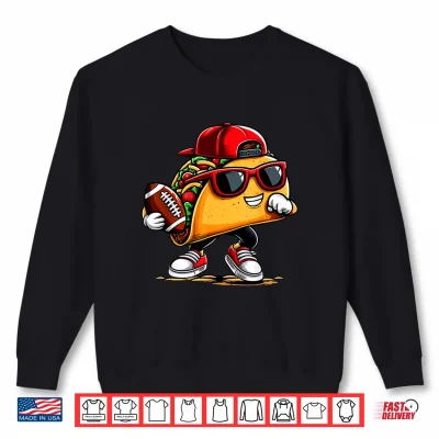 Sweatshirt Taco Playing Football Mexican Cinco De Mayo Kids Boys Men Shirt