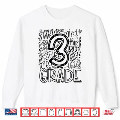 Sweatshirt Third 3rd Grade Typography Back To School Shirt