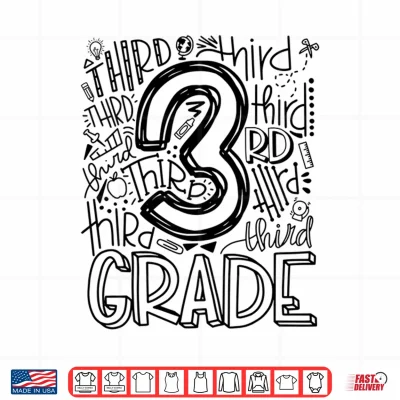 Design Third 3rd Grade Typography Back To School Shirt