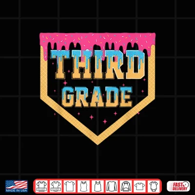 Design Third Grade Ice Cream Drip Waffle Style Shirt